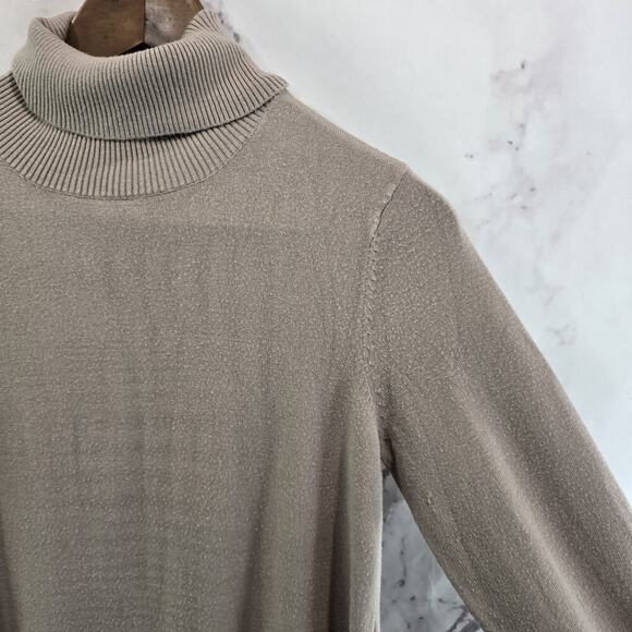 Soft Surroundings Sweater Womens Small Brown Turtleneck Taupe Mushroom Ribbed - Picture 10 of 11